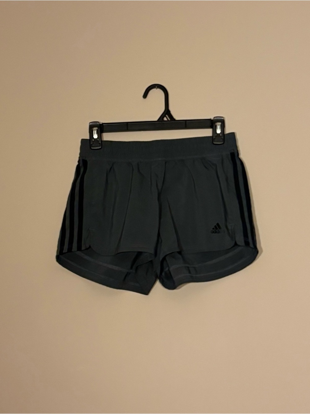 adidas Women's Dark Gray Athletic Shorts with Black Stripes